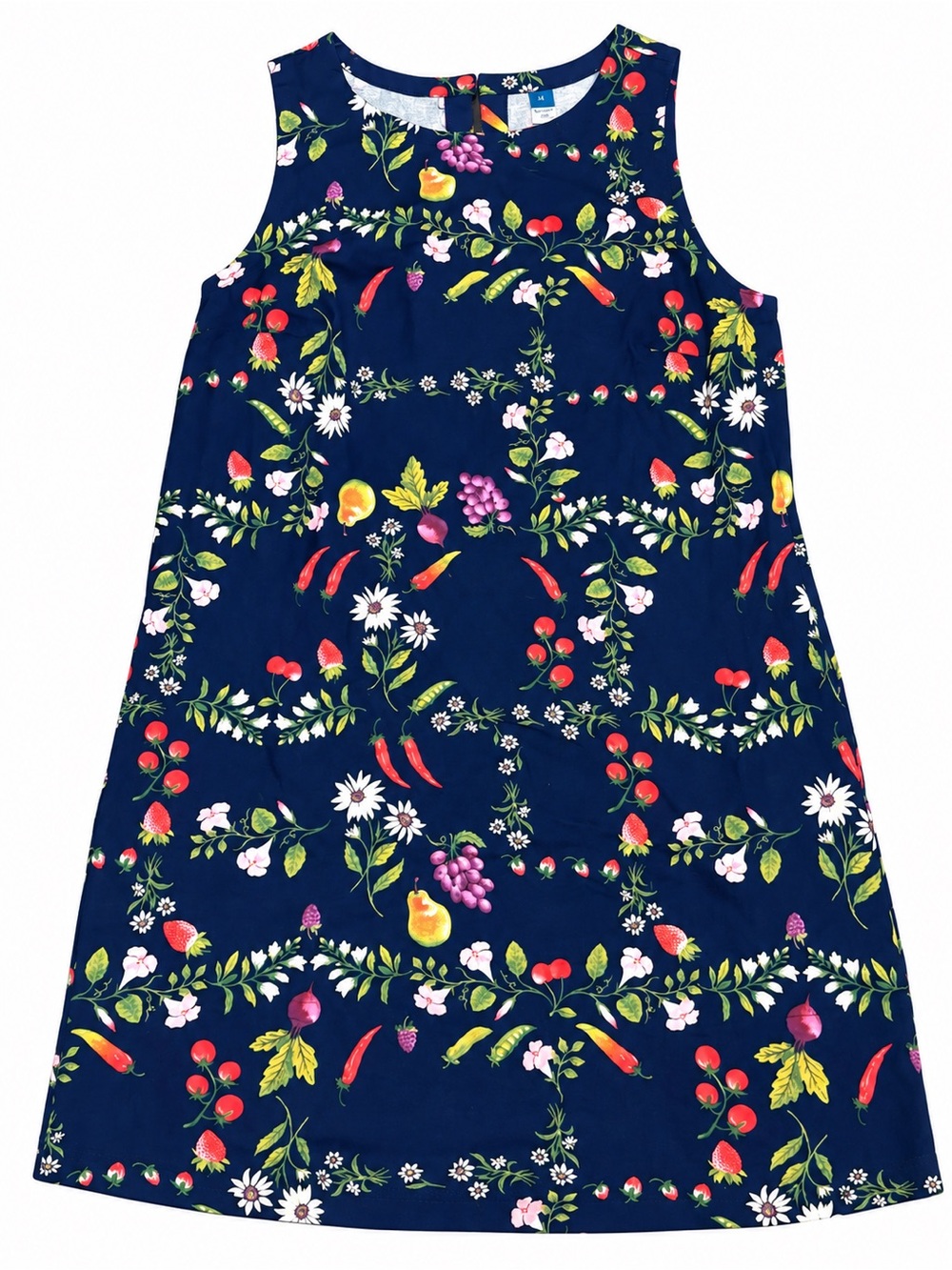 Old Navy Navy Floral Fruit Print Sleeveless Dress